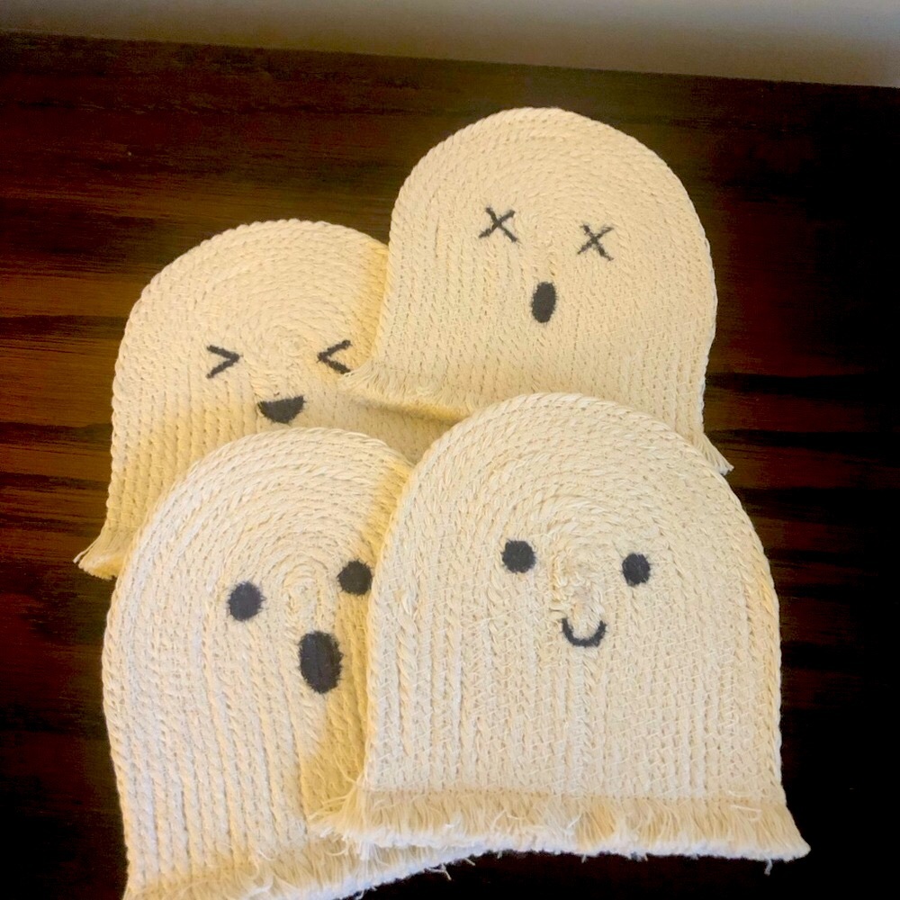 Natural Ghosters Rope Coaster/ Halloween theme/ cotton x 4